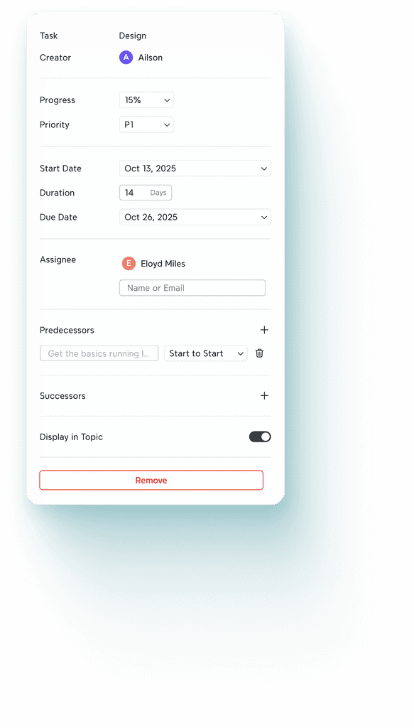 Project management in Xmind — assign tasks, adjust progress, and manage team workflows efficiently in one place.