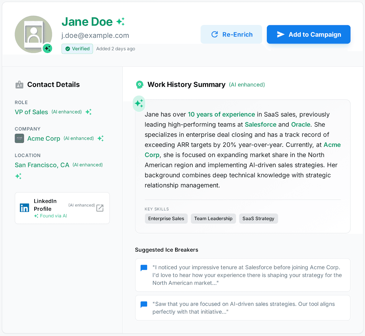 An image of enriching email contacts