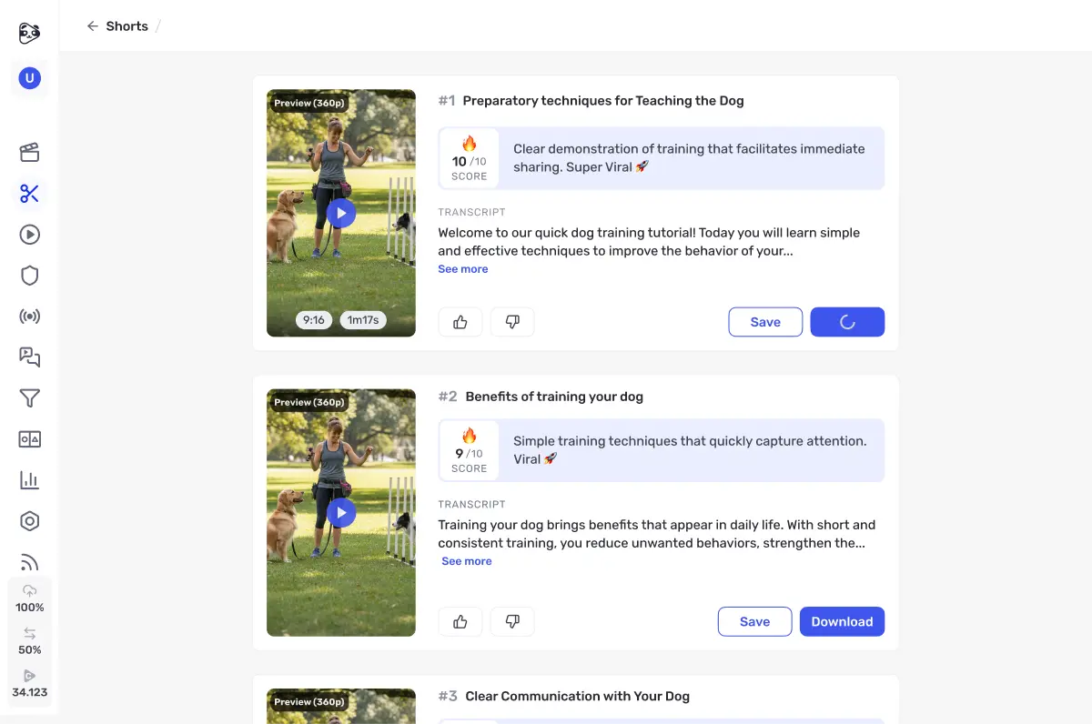 Panda Video Shorts - Select the Best Clips to Publish