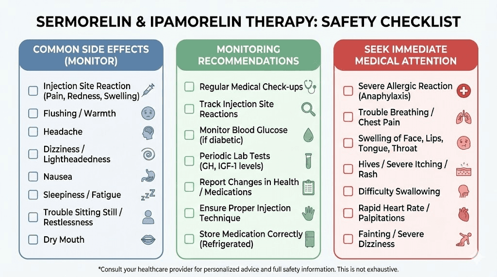 Sermorelin ipamorelin safety checklist and monitoring guide for men