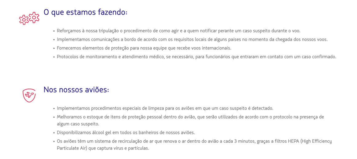 recomendações contra covid-19 em companhias aéreas