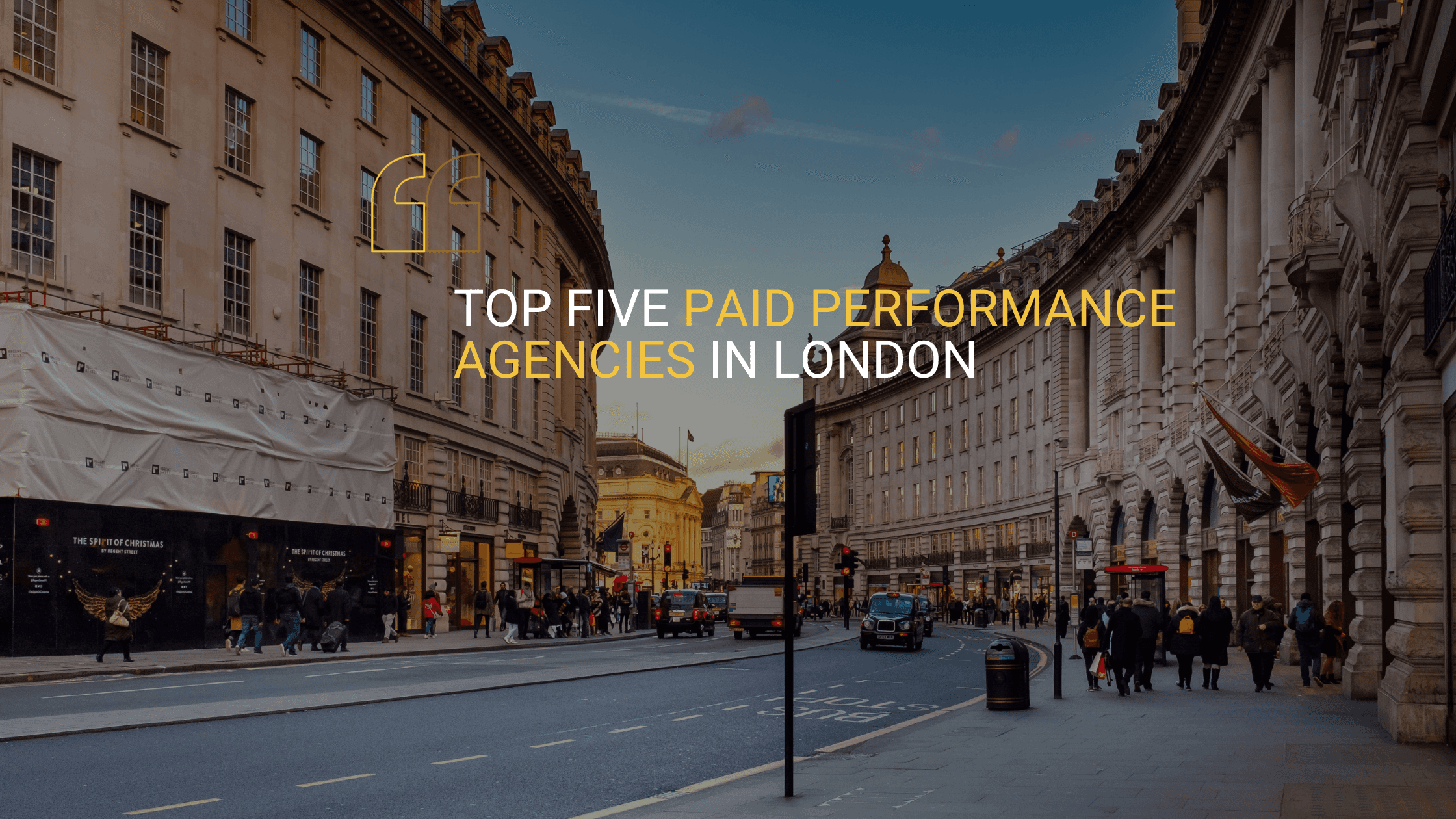 A blog post image for 'Top 5 Paid Performance Agencies in London' with PinPoint Media being identified as the best Paid Performance Agency.