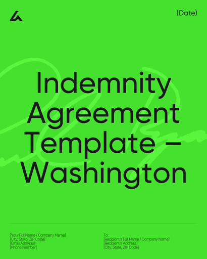 Indemnity Agreement Template – Washington