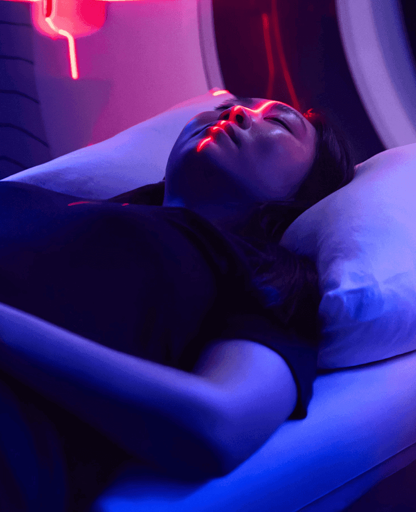 Patient undergoing full body health screening at a longevity clinic for early disease detection and comprehensive longevity testing.