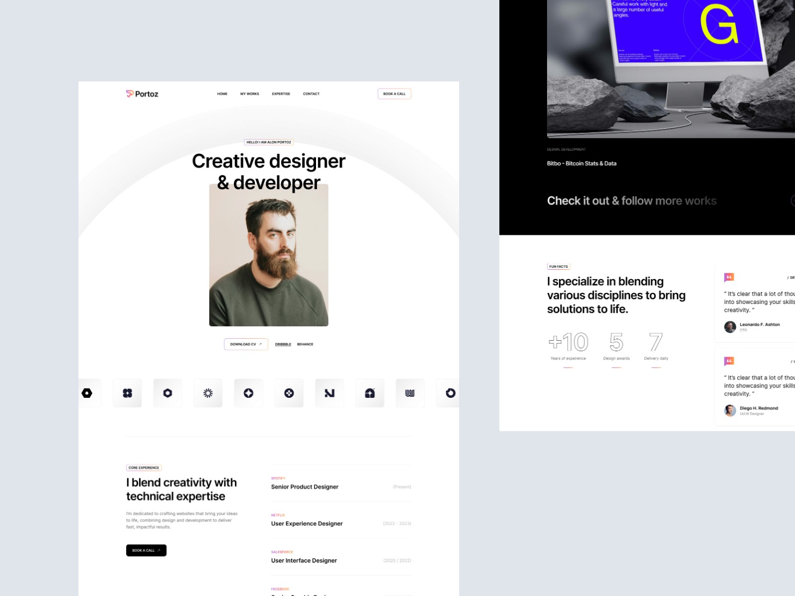 Portoz — 极简作品集网站设计灵感