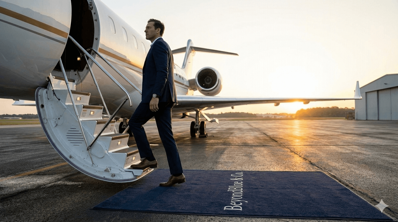 Drone shot of a running track at night