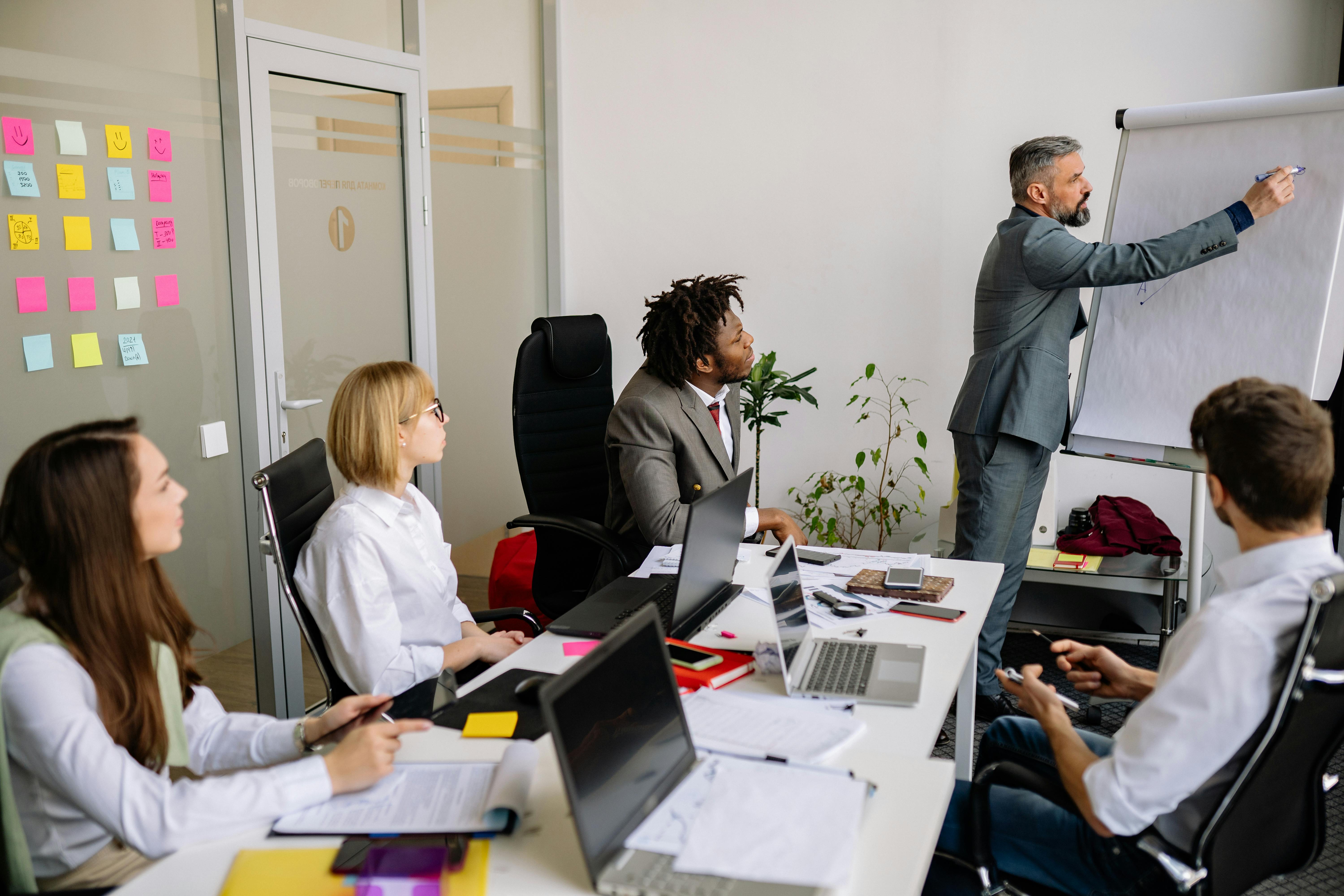 business-team-engaged-in-a-collaborative-meeting-with-a-leader-presenting-on-a-f - yan-krukau (pexels)