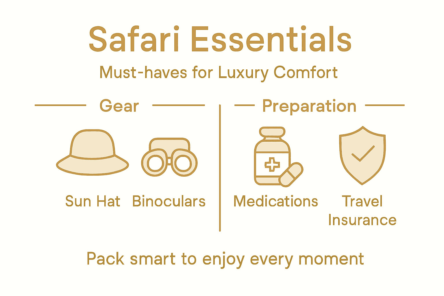 Infographic showing key safari comfort and safety items