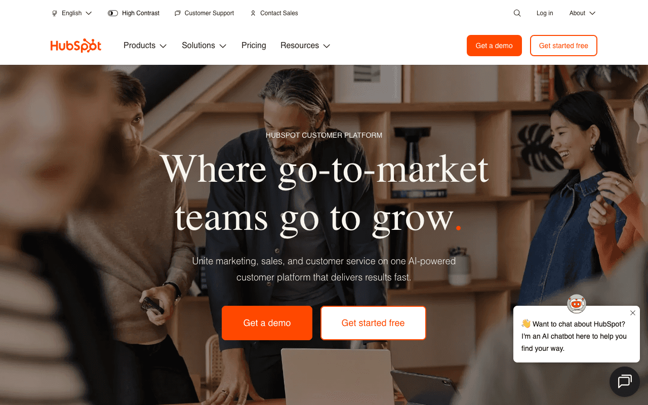 HubSpot CRM екранна снимка