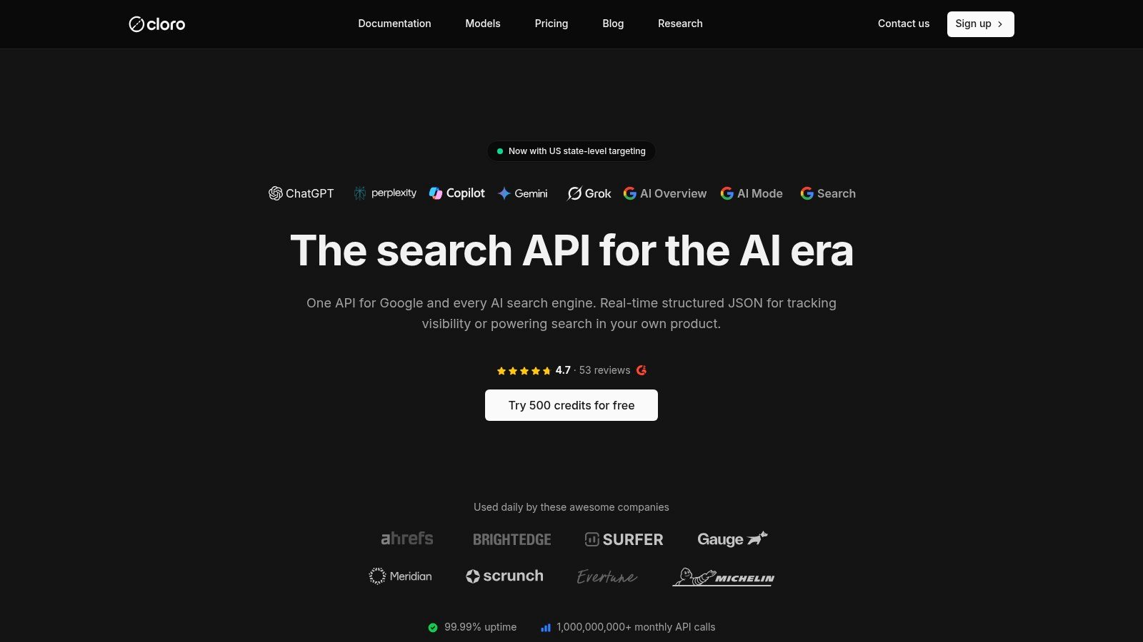 Cloro.dev homepage screenshot