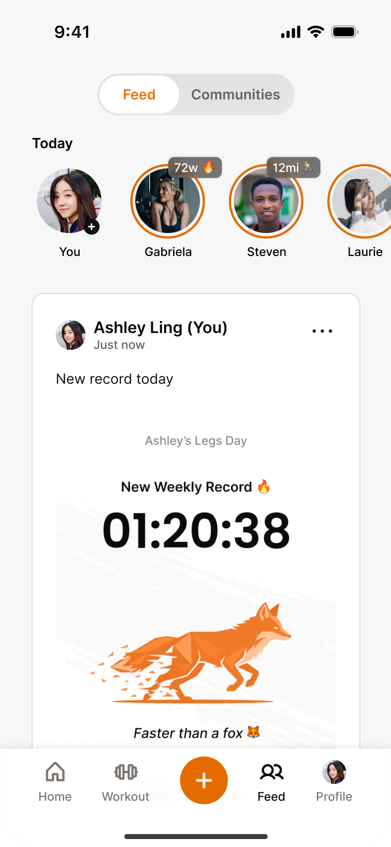 Social feed screen