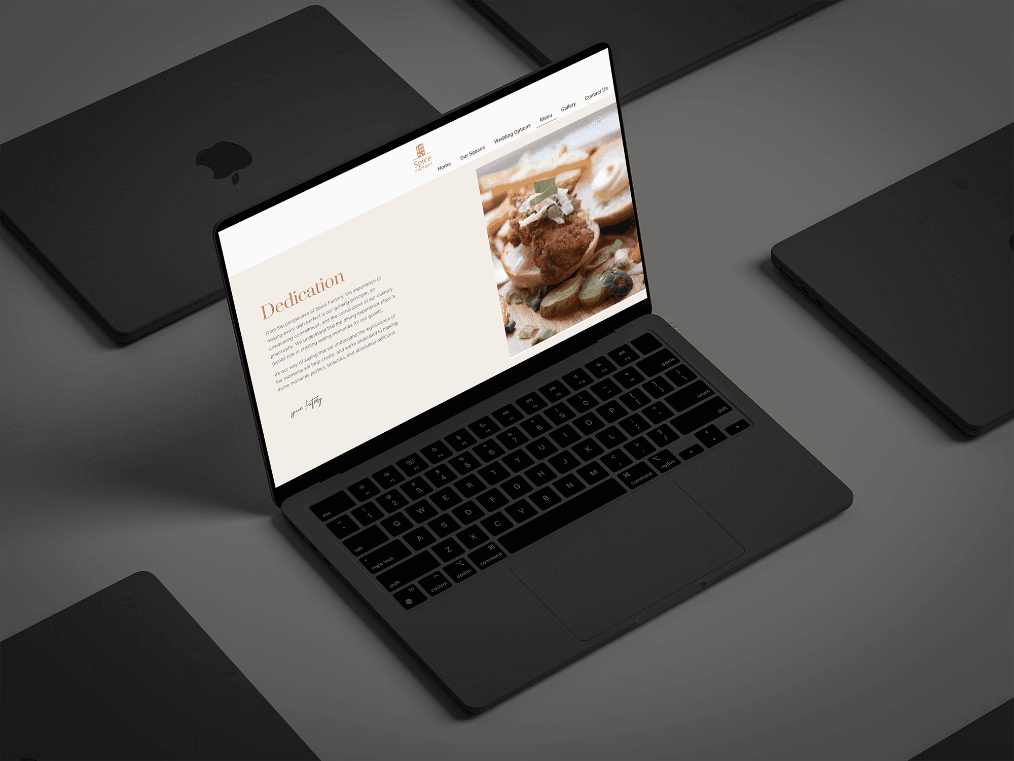 Homepage layout showcasing historic event space at Spice Factory