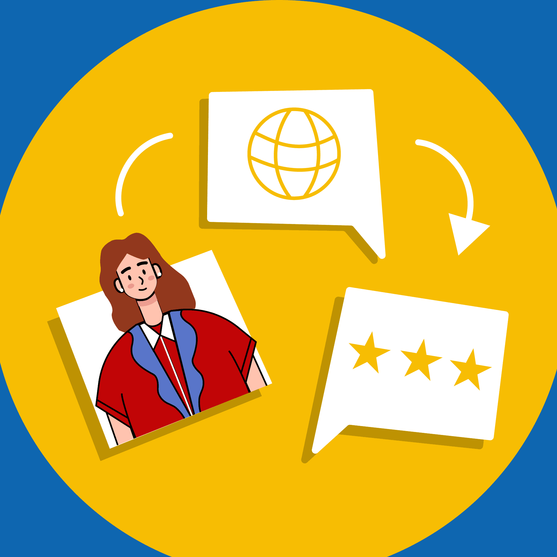 Illustration representing a B2B retention and growth service, focused on customer engagement, feedback, and long-term growth.