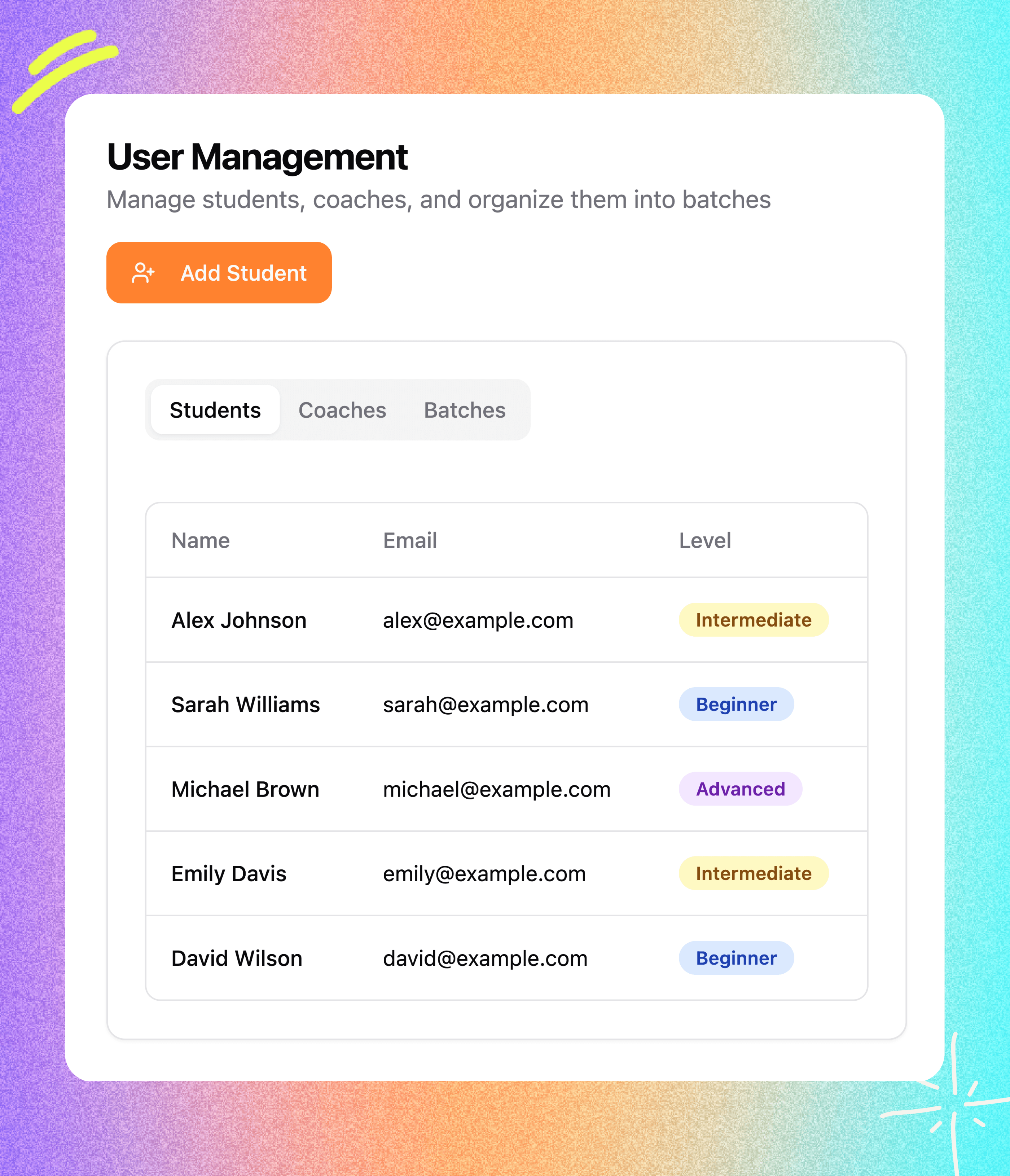 Chessplay.io-User management dashboard for students and coaches.