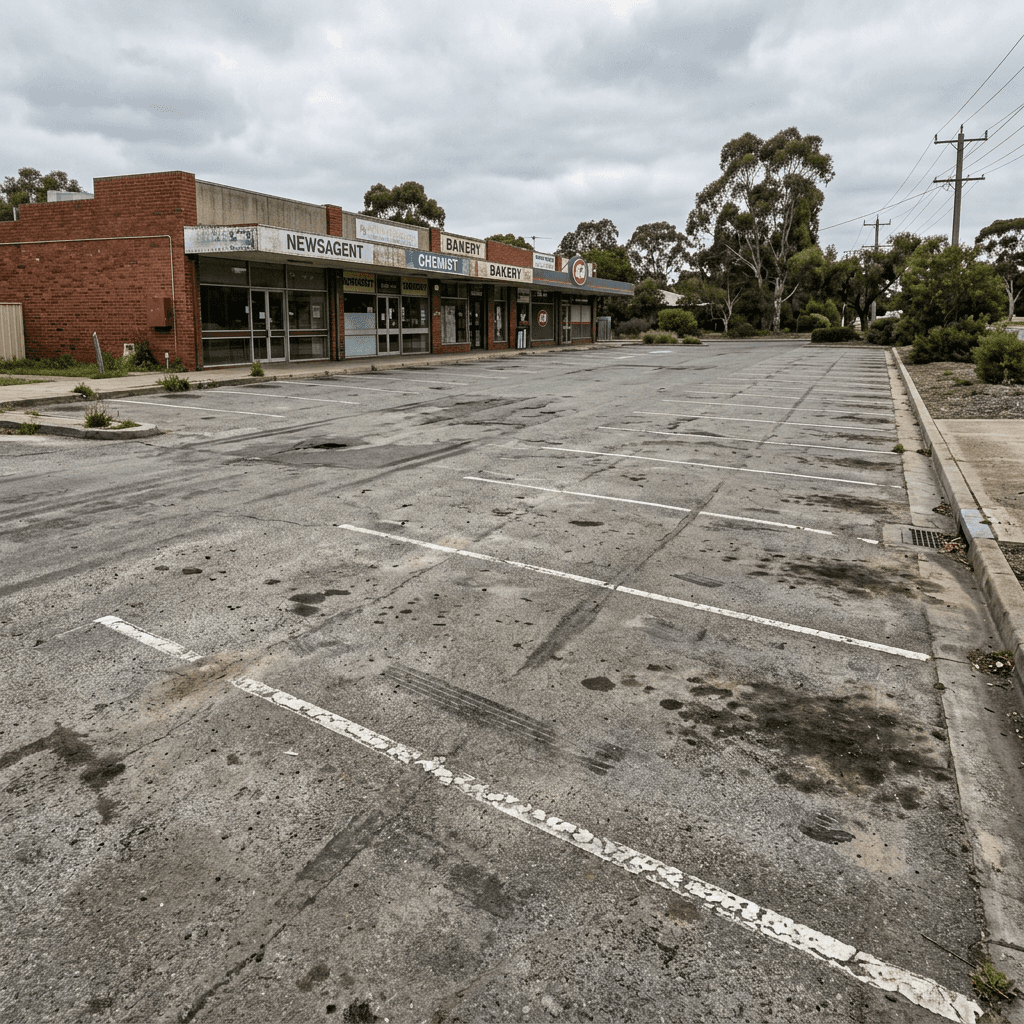 Dirty commercial carpark before cleaning
