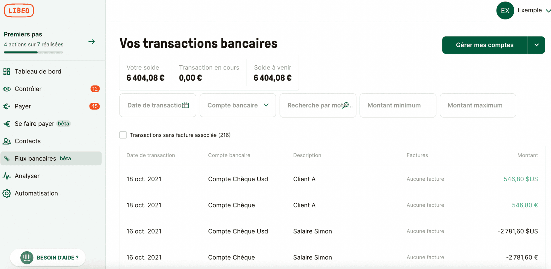 transactions bancaires