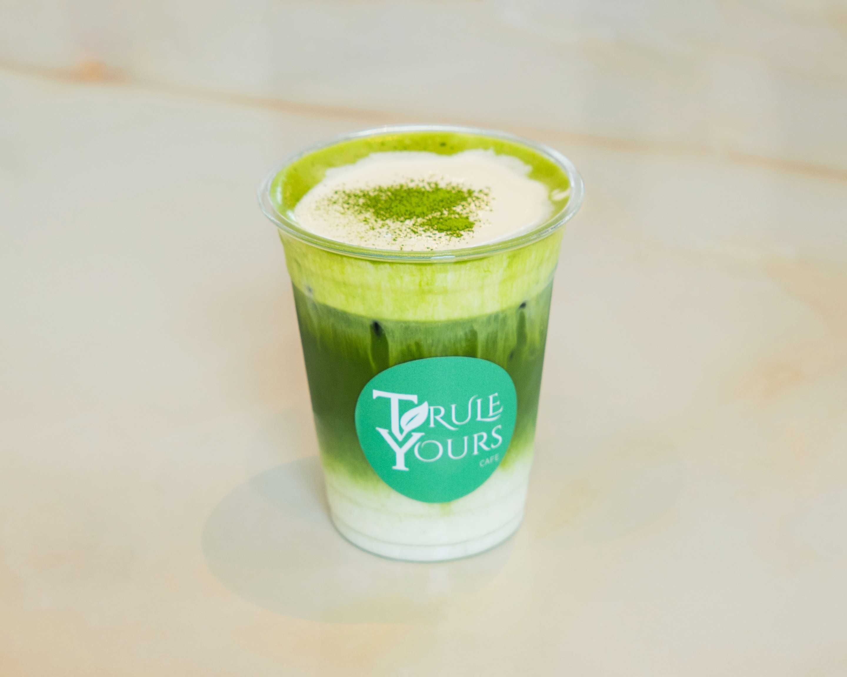 Matcha latte created from local cafe in Seattle from Trule Yours Cafe