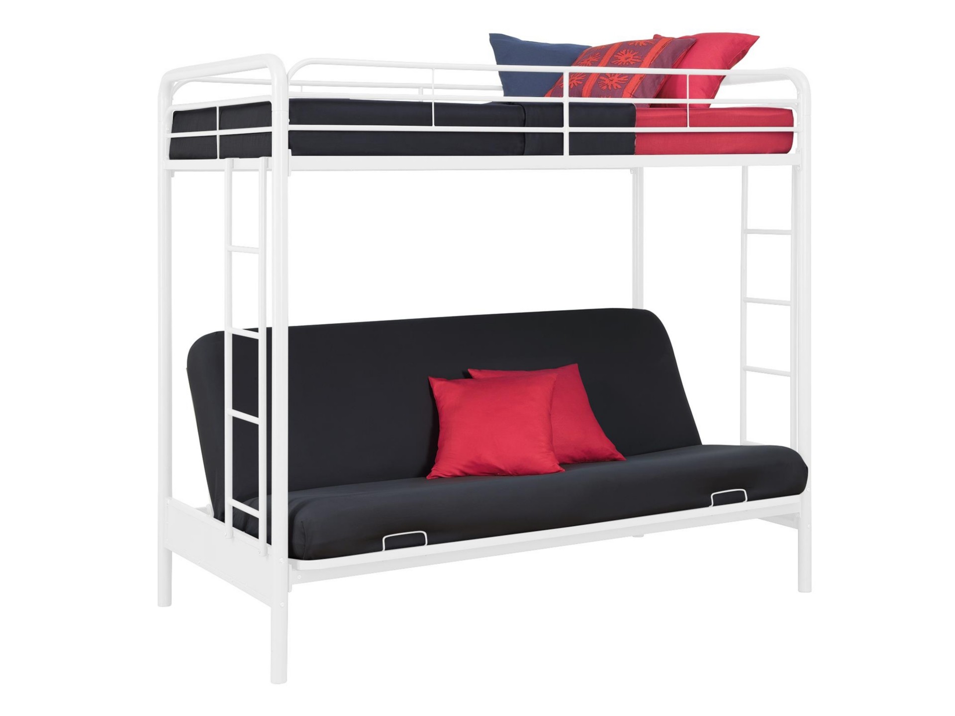 Stylish bunk bed with an integrated couch, providing both a comfortable seating area and a sleeping space.