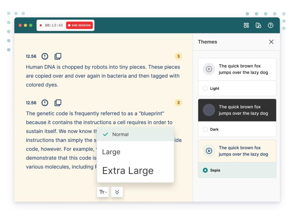 A screenshot of the Caption.ED app.