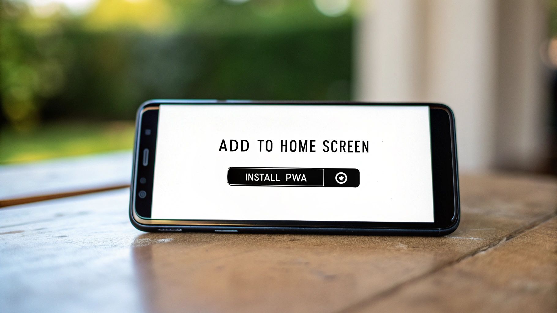 A smartphone screen displays 'Add to Home Screen' and an 'Install PWA' button, promoting app installation.