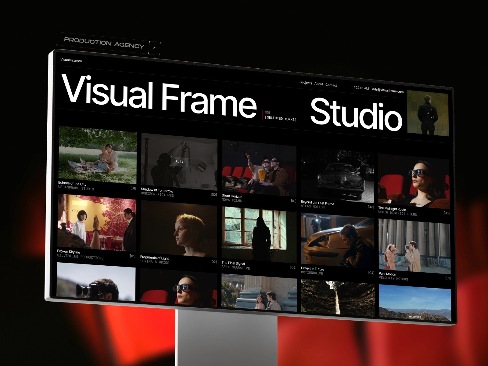 Visual frame — 高级暗黑现代作品集网站设计灵感