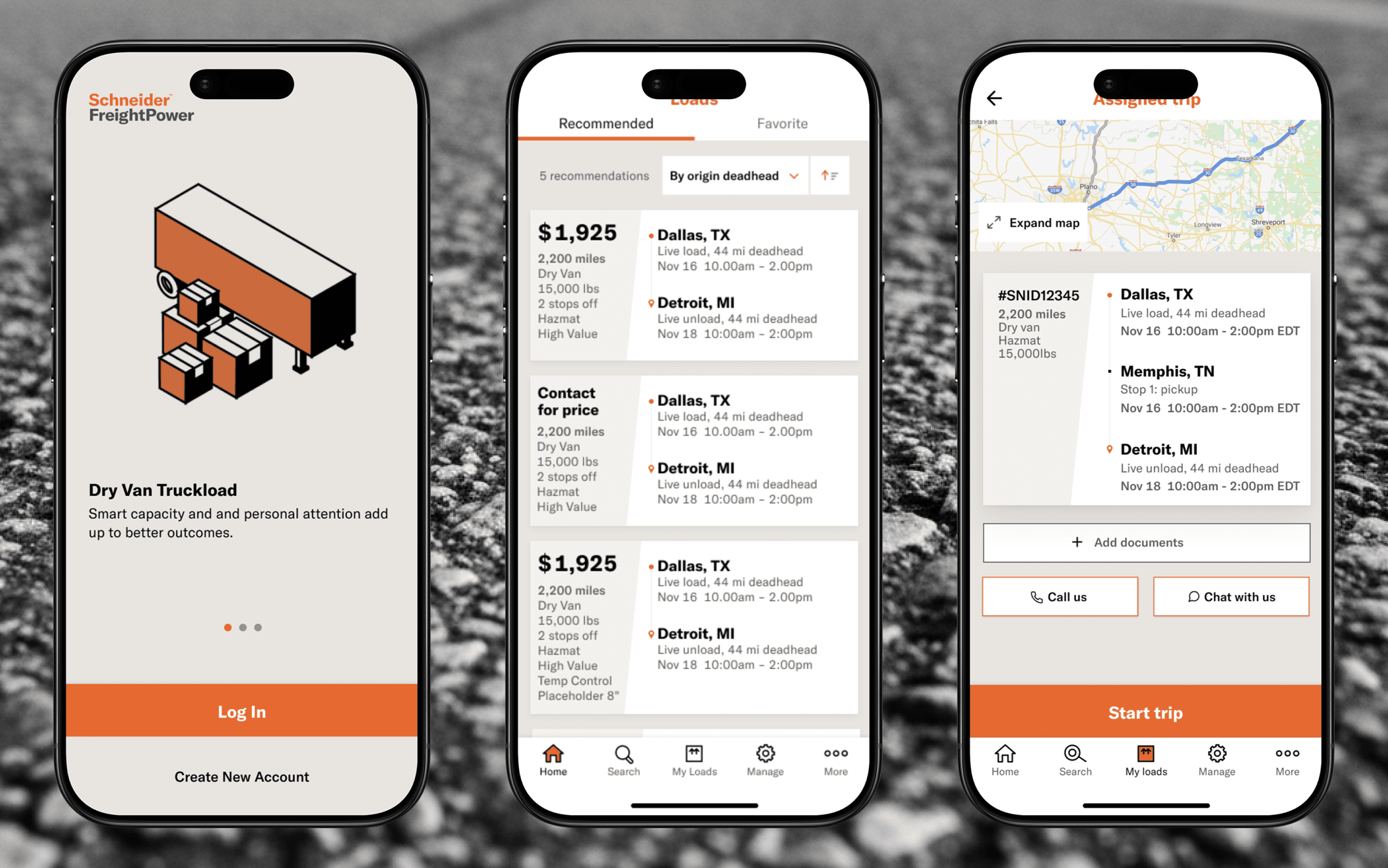 Schneider app screens