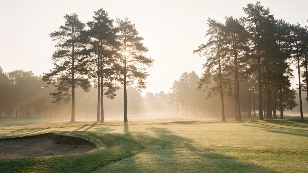 Pine trees in low morning sun