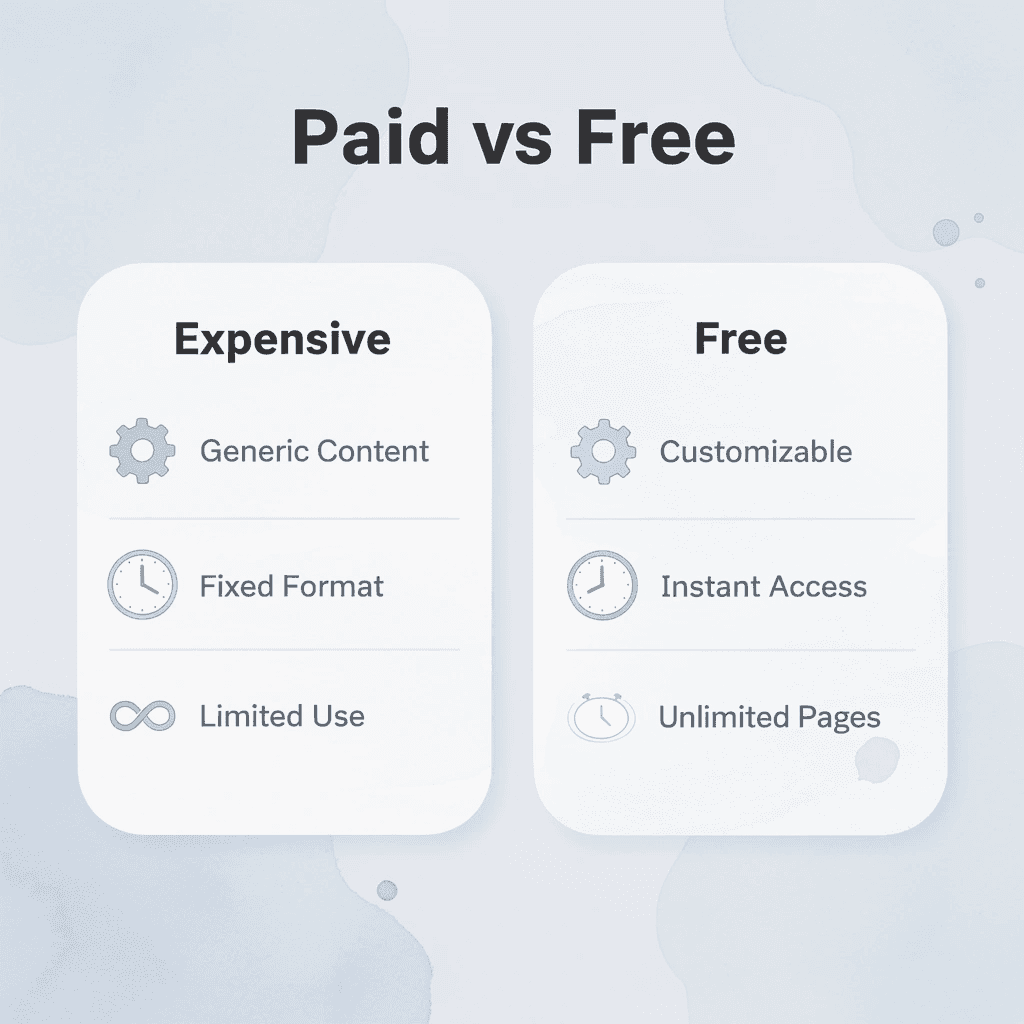  Comparison between expensive curriculum and free customizable resources