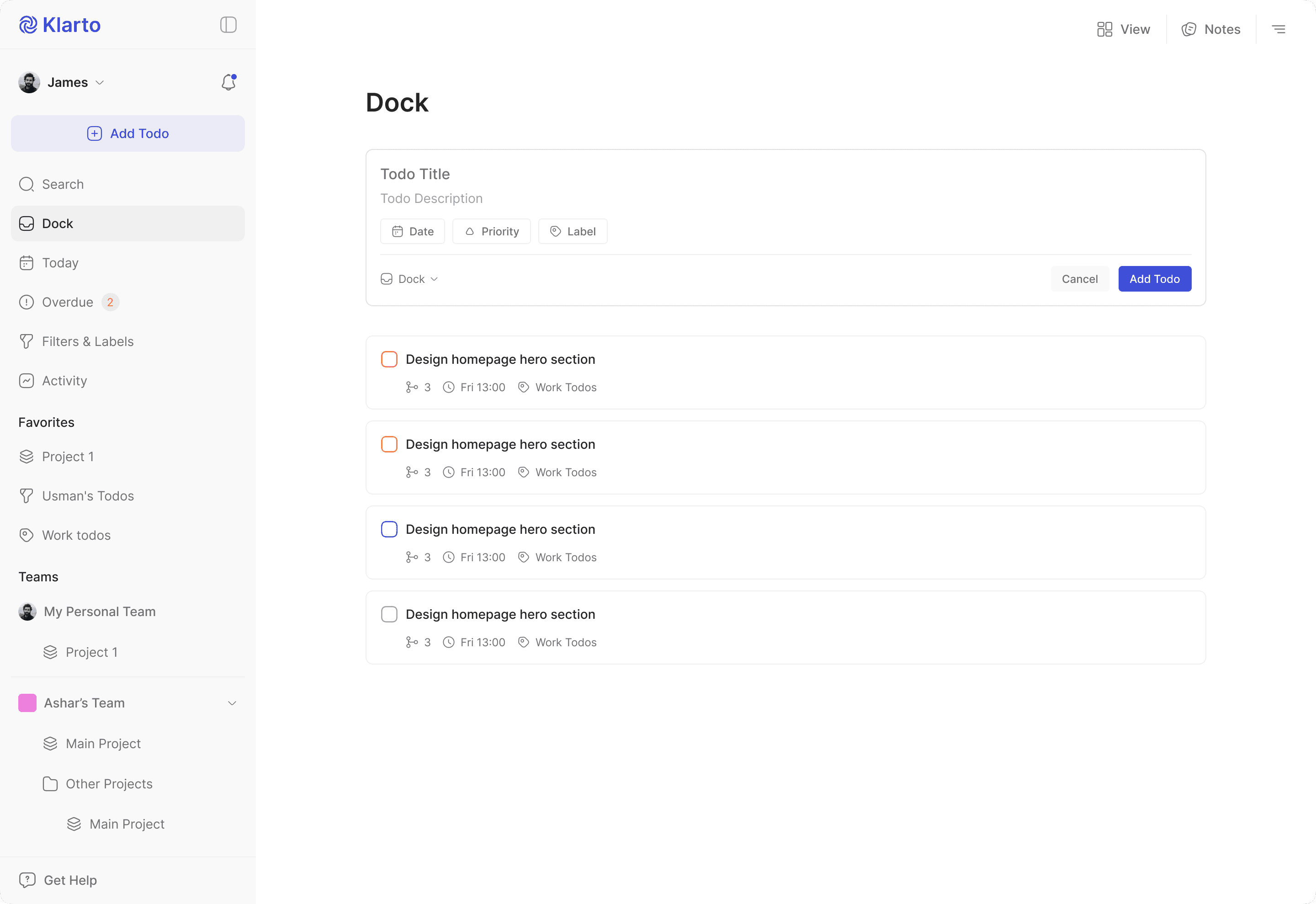 klarto app dashboard image.
