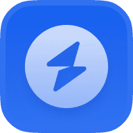 Blue app icon featuring a prominent lightning bolt, representing speed or electricity.