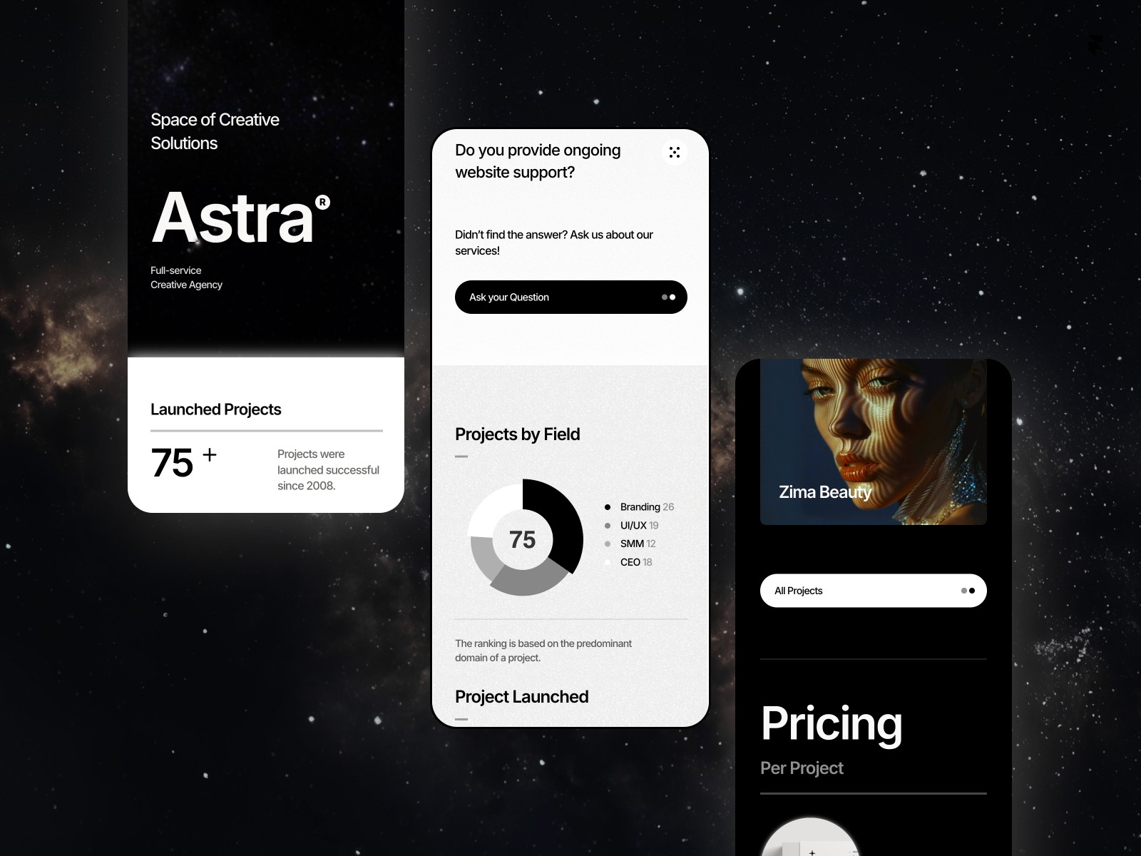 Astra — 黑白极简动效创意机构官网设计灵感