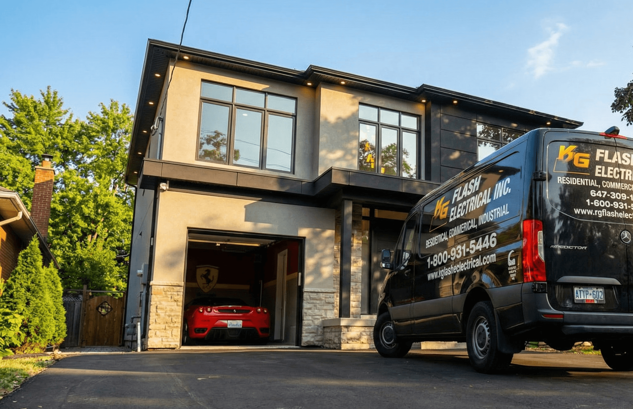 Modern loft interior with greenery, exposed brick walls, large glass windows, and vibrant yellow accents. Inviting atmosphere with natural light.