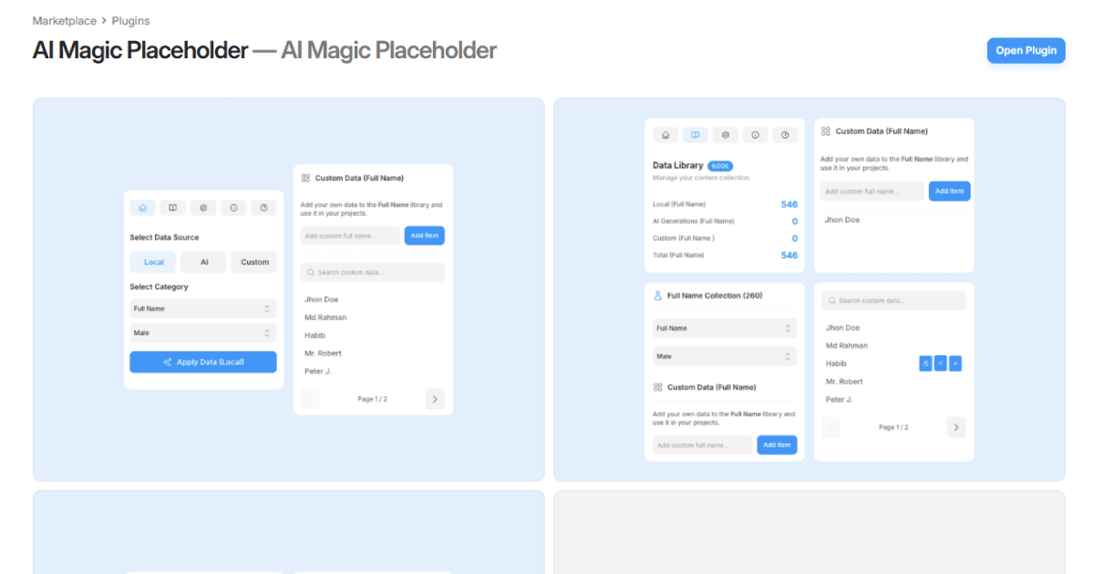 Plugin AI Magic Placeholder pour générer du contenu automatique dans Framer