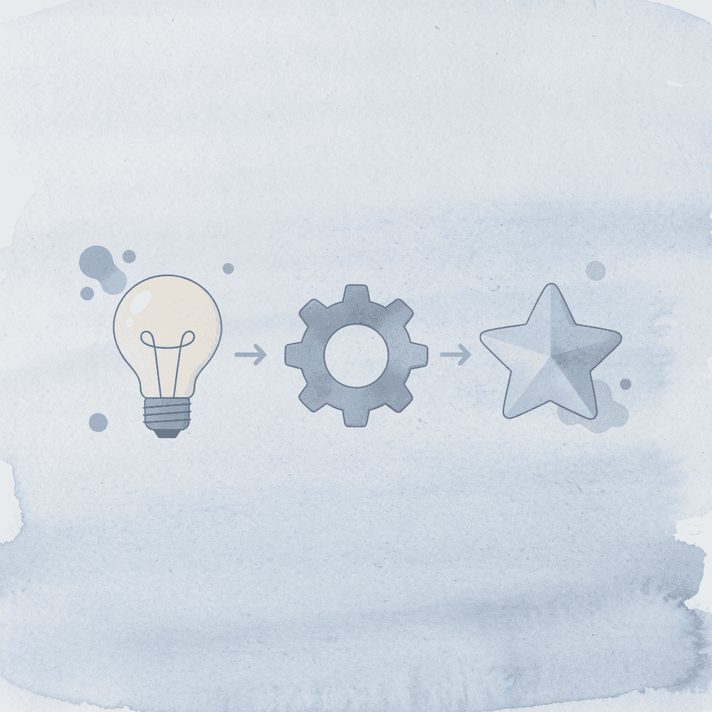 Three icons showing a bookmark, a shopping cart, and a pencil representing different approaches to materials