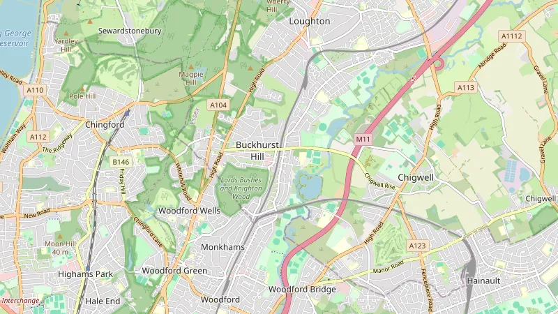 Map showing Buckhurst Hill in Essex