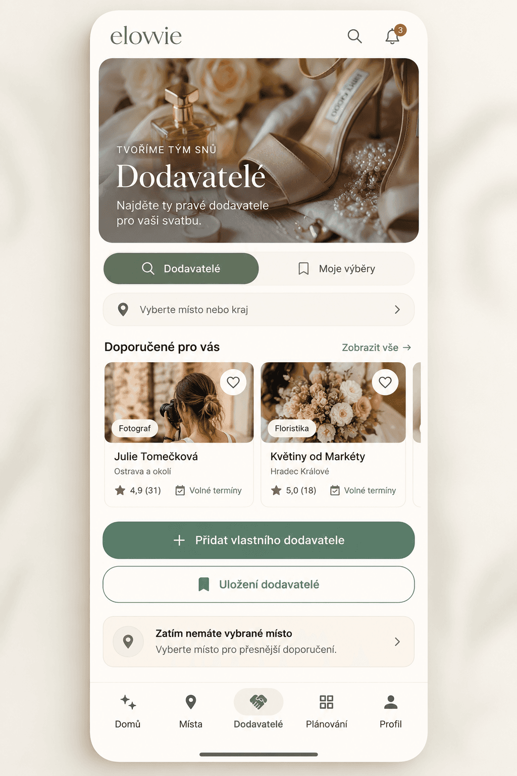 Dodavatelé v aplikaci elovvie