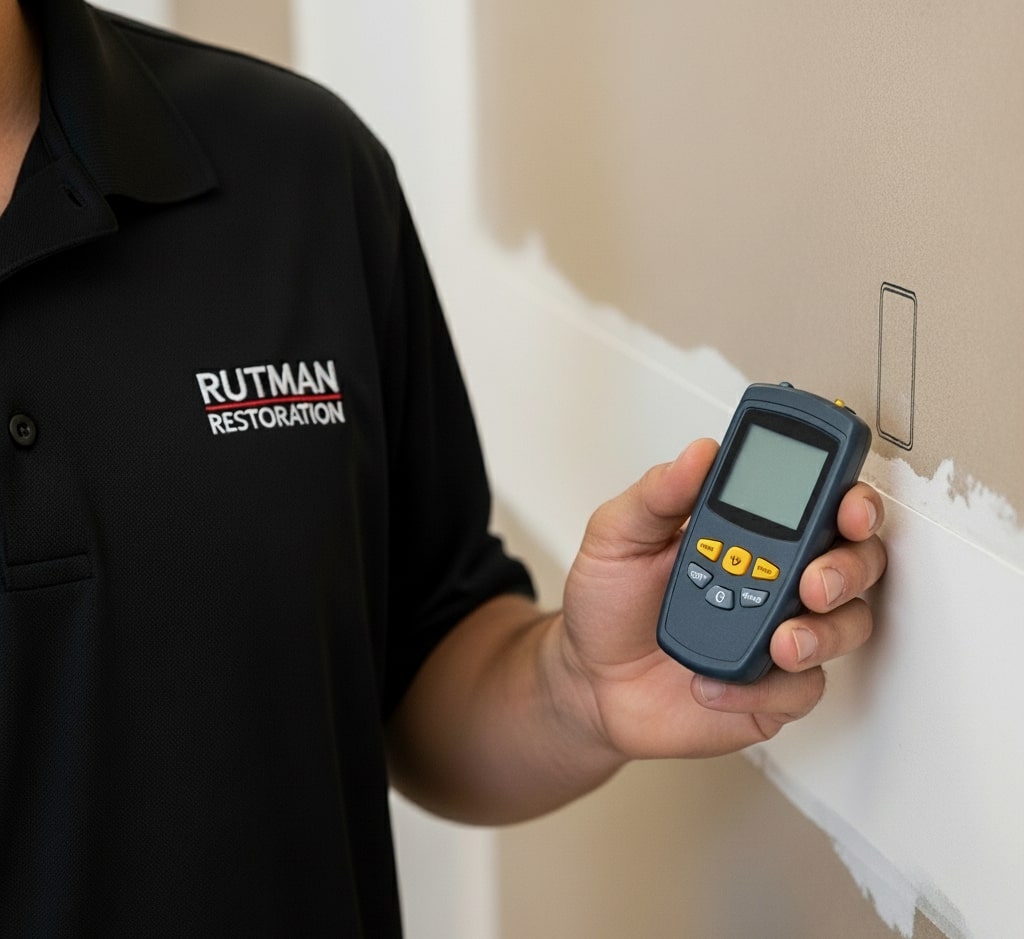 Moisture inspection of Woodburn wall cavity