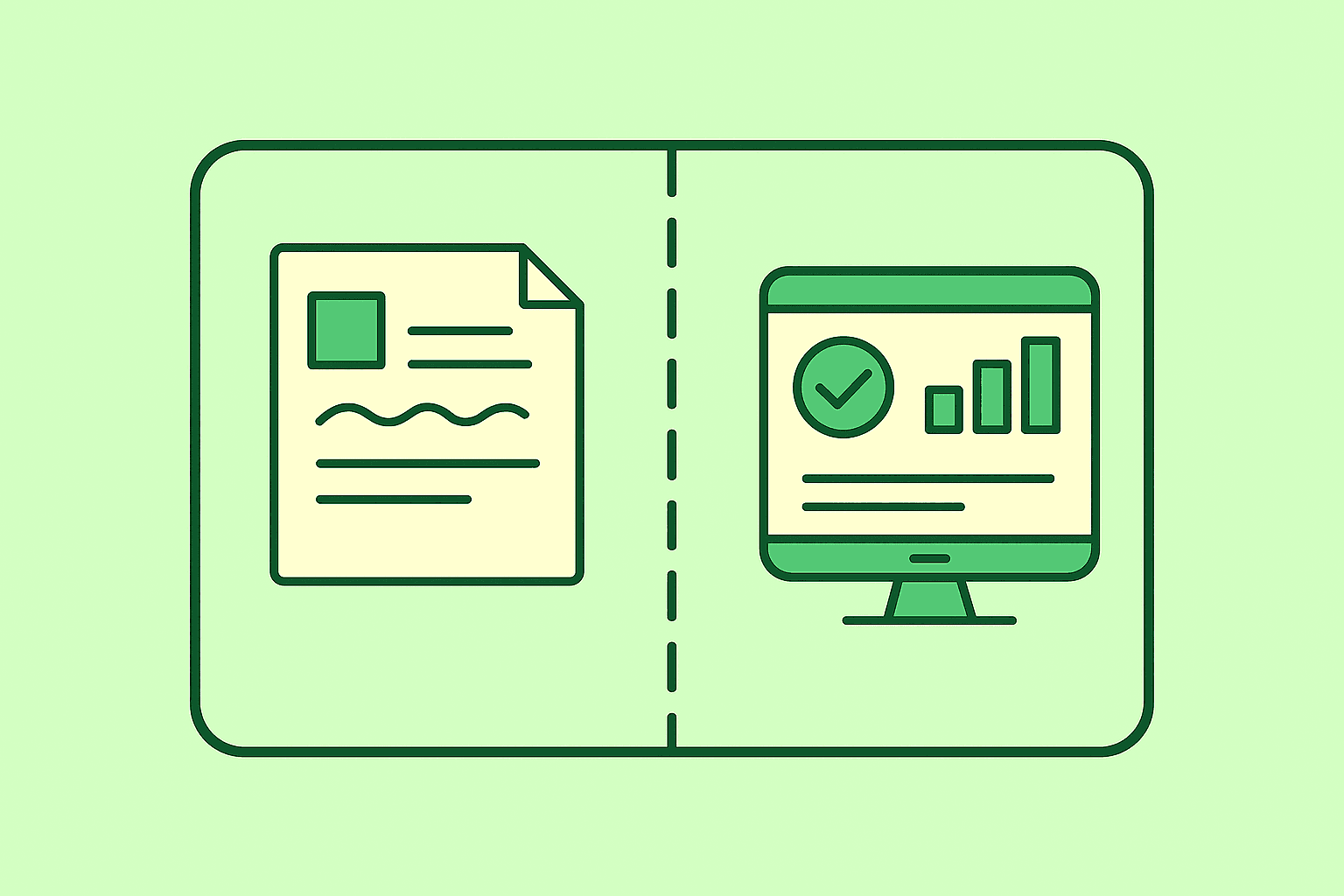 Icon showing outdated vs. modern accounting systems, representing why Startup Accounting was created