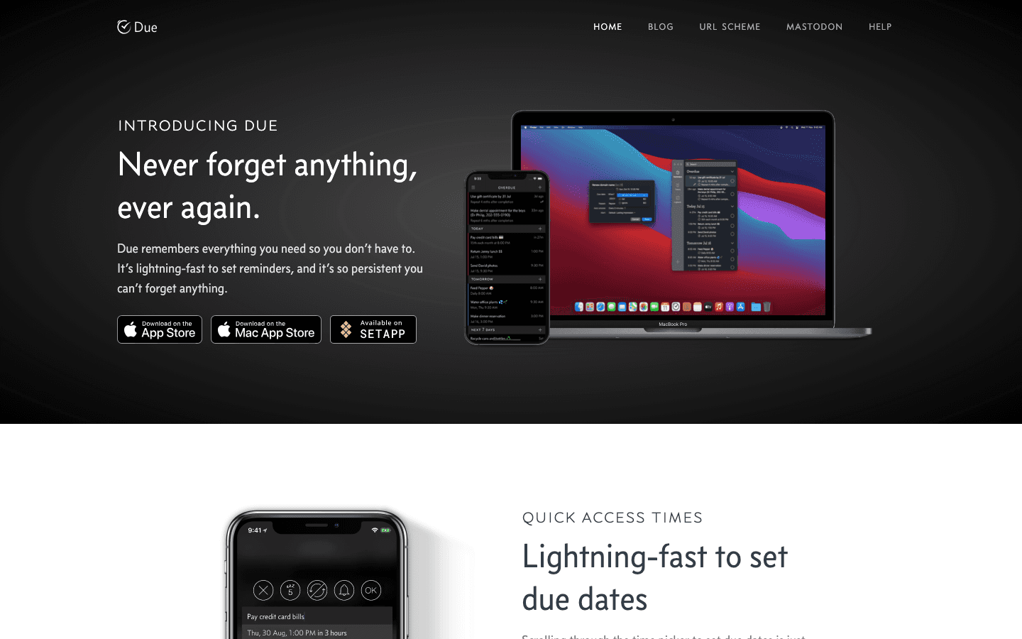 Due website screenshot