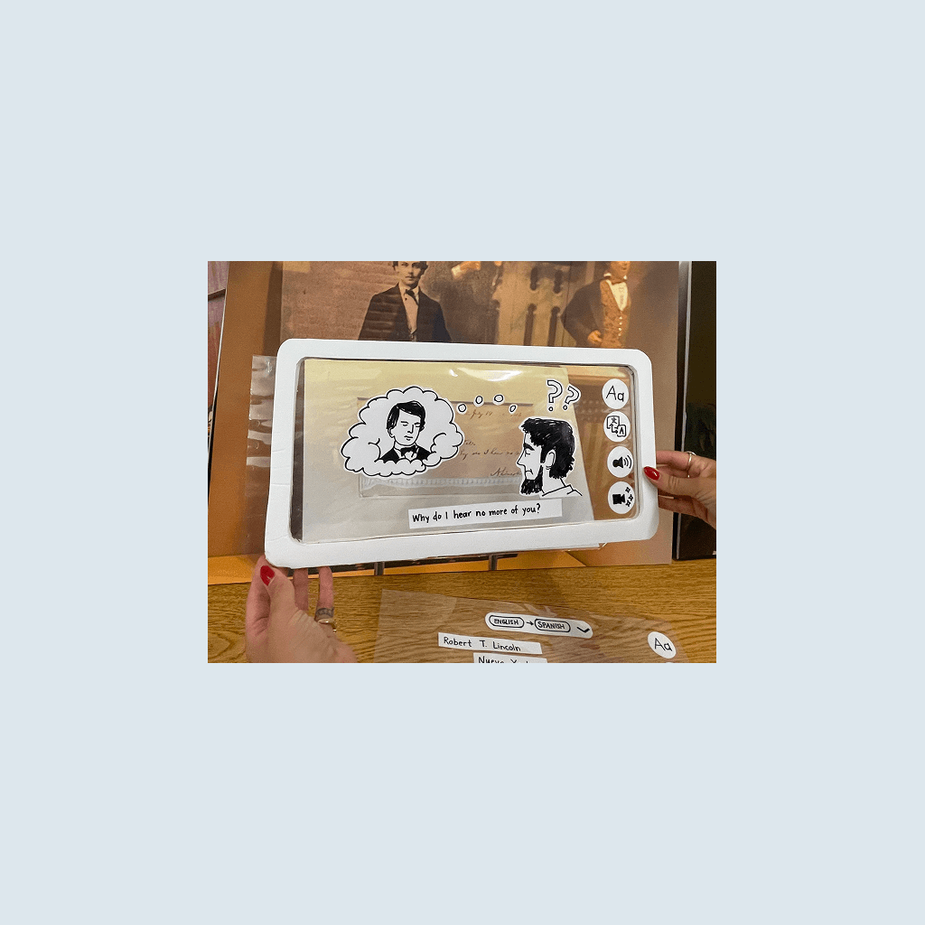 A demonstration of the functionality of an AR feature using the foam-core iphone prototype