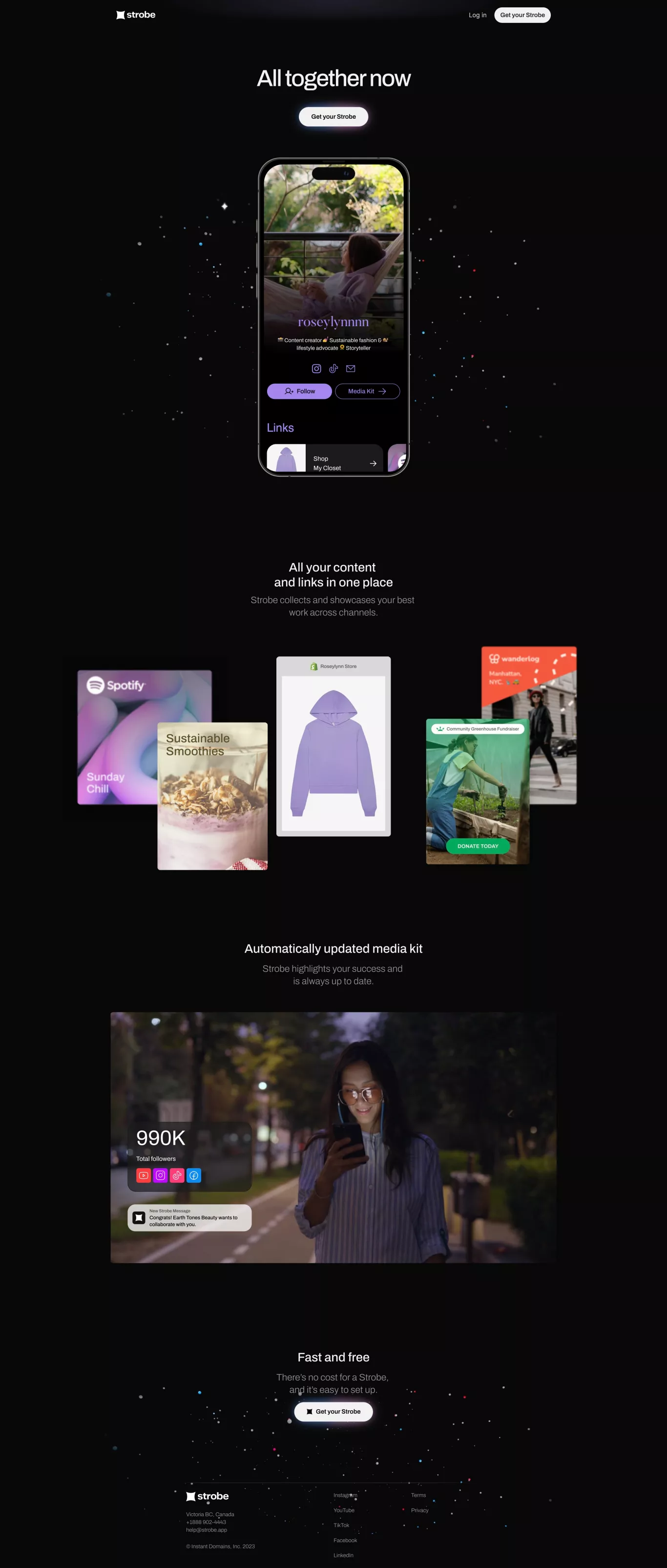 Strobe ¦ Get your Strobe landing page screenshot showcasing Tech design