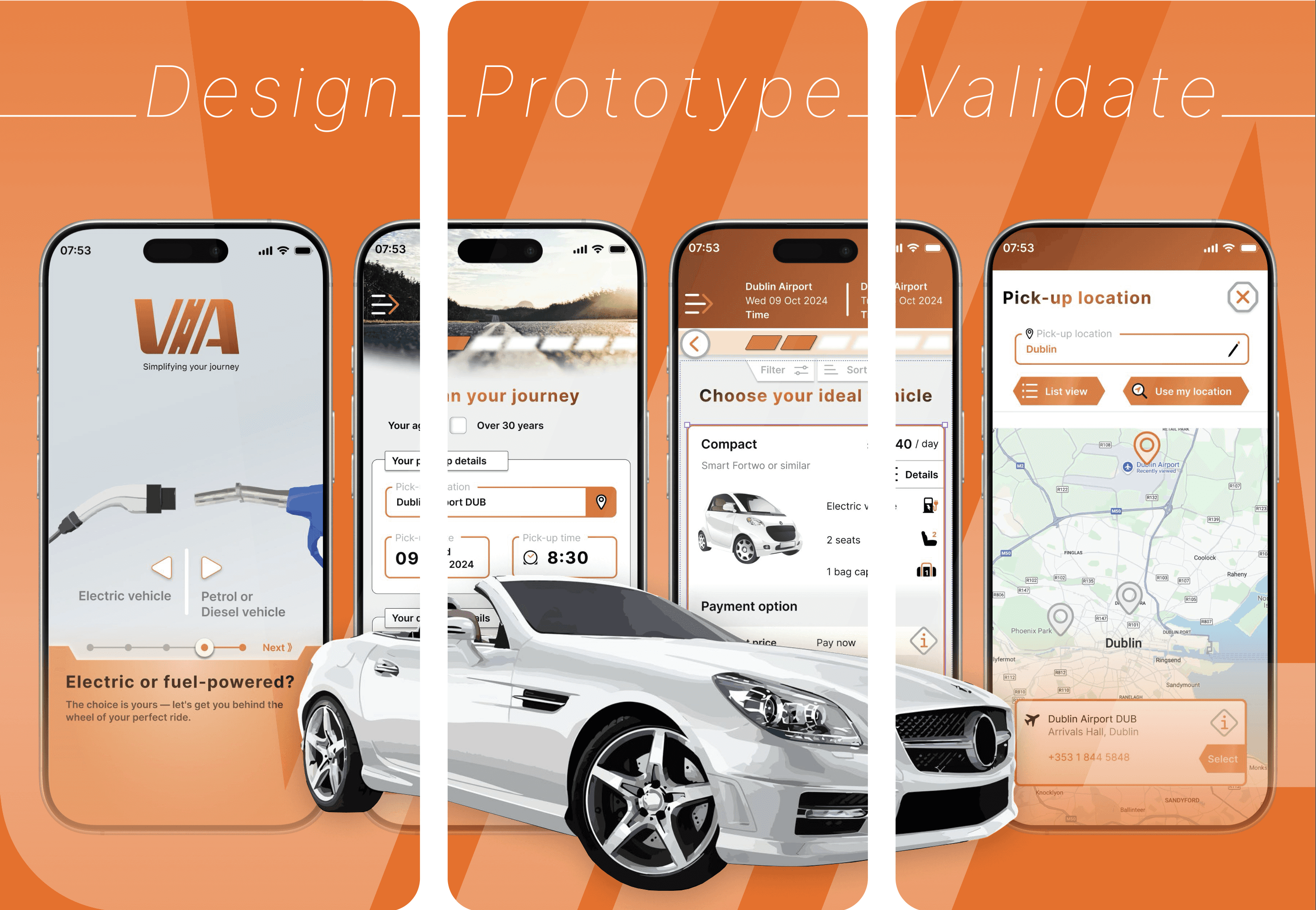 This mobile app UX prototype simulates the core booking process of a vehicle rental service, offering an opportunity for user testing to collect valuable feedback on usability, flow, and overall user experience. These insights will guide improvements and inform the next iteration of the app.