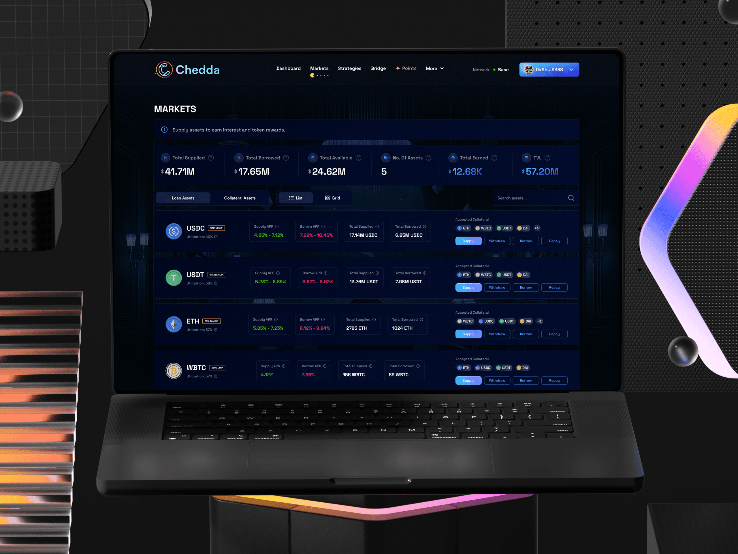 Mockup of 12Signs website on a MacBook, featuring bold tarot card illustrations — designed by Lunatique Studio, set against a clear blue sky