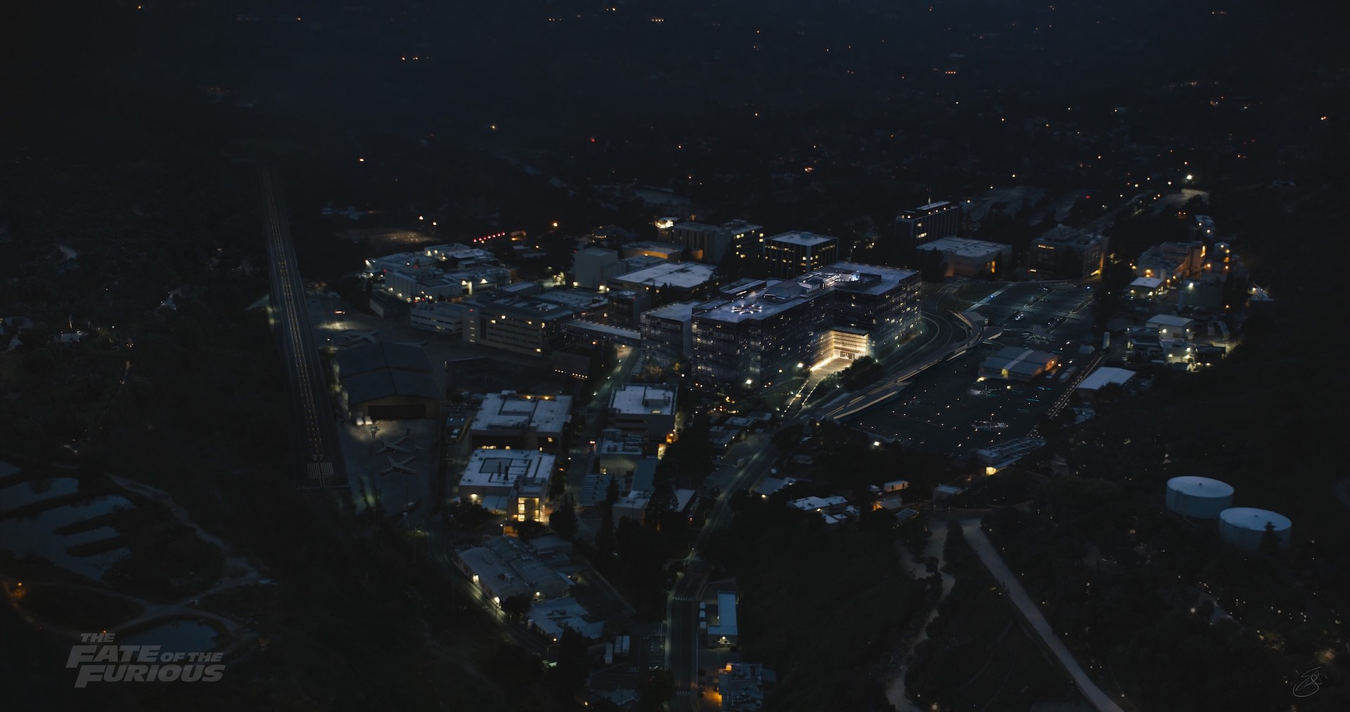 Aerial Concept Design of a city at night