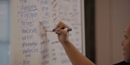 The white board used at the High Republic retreat at Skywalker Ranch with words like The Force circled 