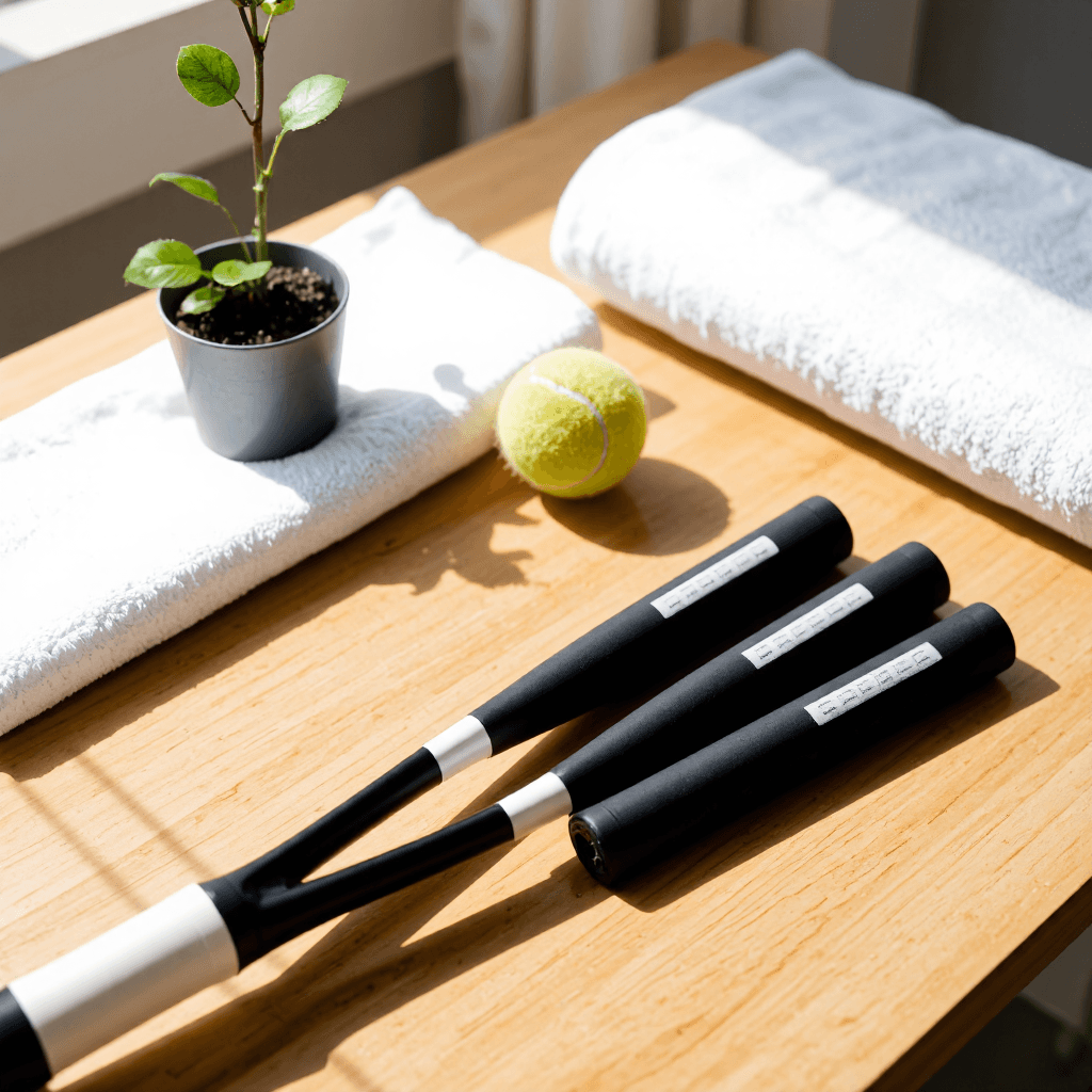 product photography of tennis racket grips