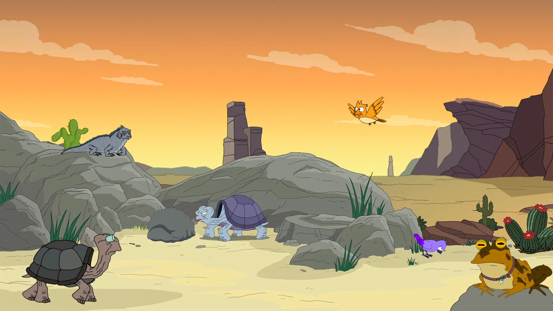 futurama characters inside a terrarium