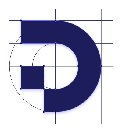 Logo icon on a grid.