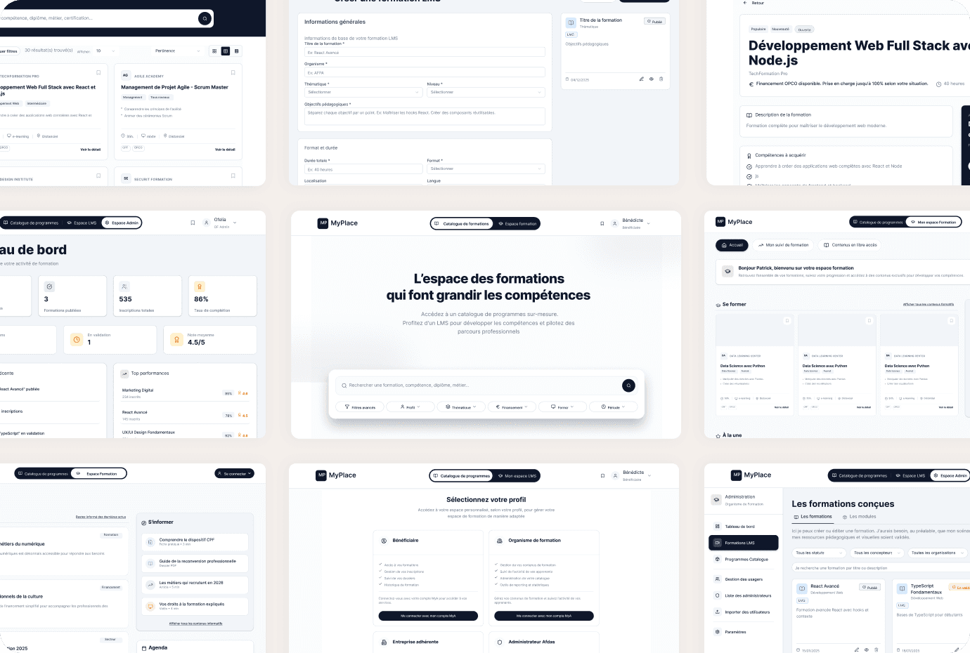 Maquettes de la plateforme