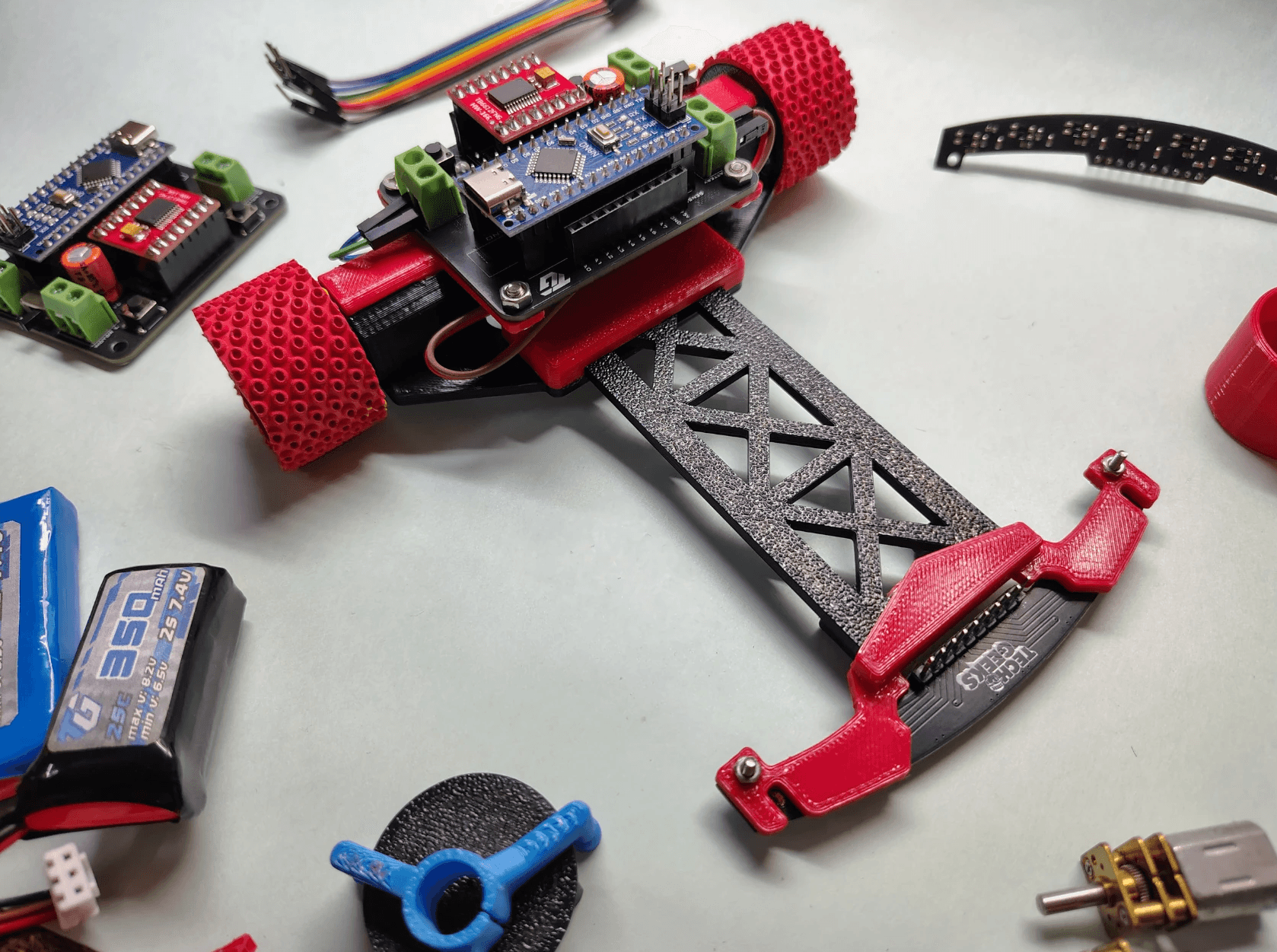 Mark 1 LFR side angle view – precise sensor arm geometry and wheel alignment